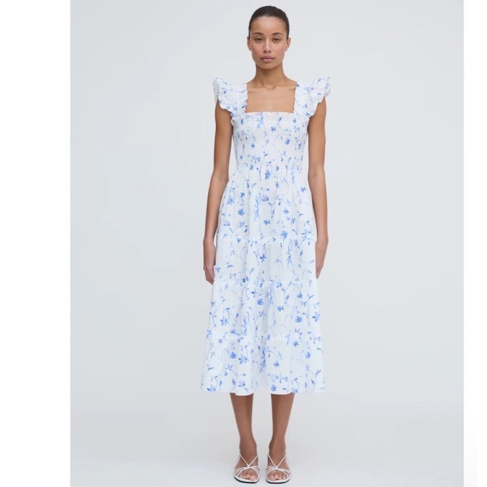 Hill House The Ellie Nap Dress in Blue Botanical Size Large